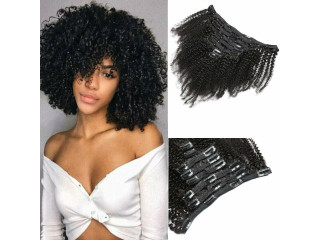 Afro Kinky Curly Clip In Hair Extensions Human For Black