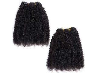 LONG YAO Afro Kinky Curly Clip In Hair Extensions Human